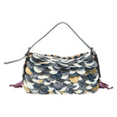 FENDI Mamma Baguette Bag Wool Sequin Metal Multicolor Gold Auth yk20710SM-2