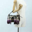 FENDI Mamma Baguette Bag Wool Sequin Metal Multicolor Gold Auth yk20710SM-31