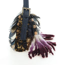 FENDI Mamma Baguette Bag Wool Sequin Metal Multicolor Gold Auth yk20710SM-5