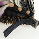 FENDI Mamma Baguette Bag Wool Sequin Metal Multicolor Gold Auth yk20710SM-9