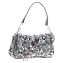 Christian Dior Saddle Bag Wool Sequins Multicolor Silver Auth yk20712SM-1