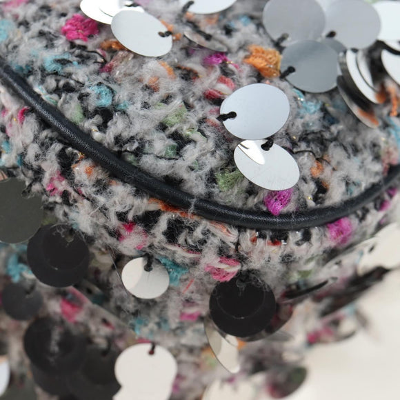 Christian Dior Saddle Bag Wool Sequins Multicolor Silver Auth yk20712SM