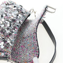 Christian Dior Saddle Bag Wool Sequins Multicolor Silver Auth yk20712SM-11