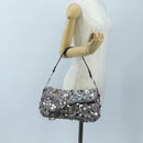 Christian Dior Saddle Bag Wool Sequins Multicolor Silver Auth yk20712SM-24