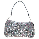 Christian Dior Saddle Bag Wool Sequins Multicolor Silver Auth yk20712SM-2