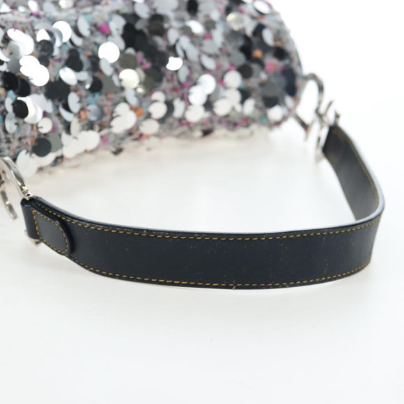 Christian Dior Saddle Bag Wool Sequins Multicolor Silver Auth yk20712SM