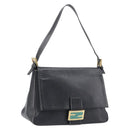 FENDI Mamma Baguette Shoulder Bag Leather Black Gold Auth yk20713M-1