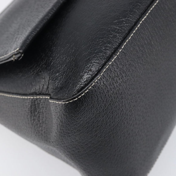 FENDI Mamma Baguette Shoulder Bag Leather Black Gold Auth yk20713M