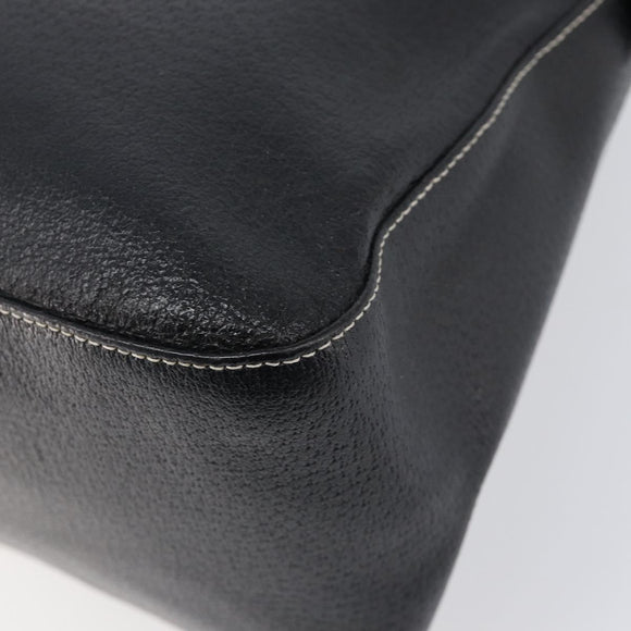 FENDI Mamma Baguette Shoulder Bag Leather Black Gold Auth yk20713M