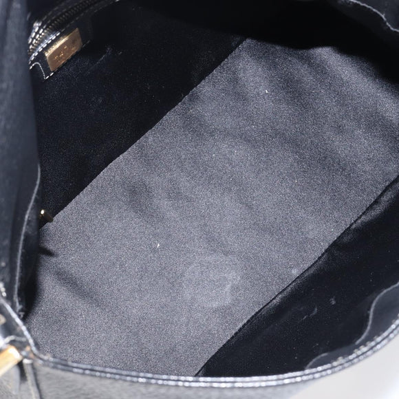FENDI Mamma Baguette Shoulder Bag Leather Black Gold Auth yk20713M