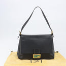 FENDI Mamma Baguette Shoulder Bag Leather Black Gold Auth yk20713M-12