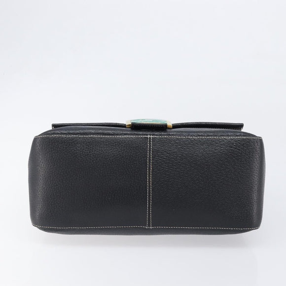 FENDI Mamma Baguette Shoulder Bag Leather Black Gold Auth yk20713M