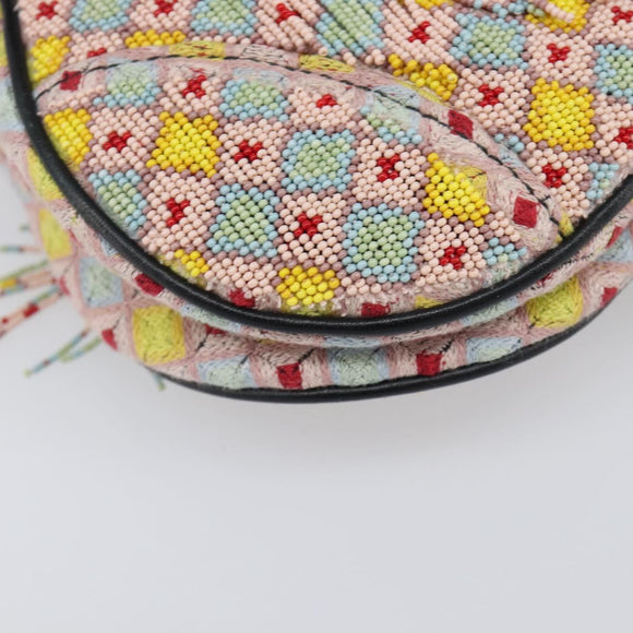 Christian Dior Saddle Bag Hand Bag beads Multicolor Gold Auth yk20714SAM