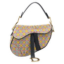 Christian Dior Saddle Bag Hand Bag beads Multicolor Gold Auth yk20714SAM-13