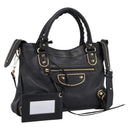 BALENCIAGA Metallic Edge Town Bag Leather 2way Black Gold 390149 Auth yk20715M-1