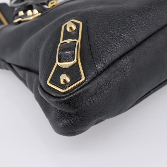 BALENCIAGA Metallic Edge Town Bag Leather 2way Black Gold 390149 Auth yk20715M
