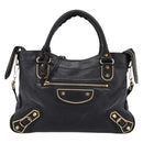 BALENCIAGA Metallic Edge Town Bag Leather 2way Black Gold 390149 Auth yk20715M-13