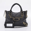 BALENCIAGA Metallic Edge Town Bag Leather 2way Black Gold 390149 Auth yk20715M-12