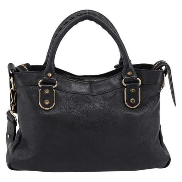 BALENCIAGA Metallic Edge Town Bag Leather 2way Black Gold 390149 Auth yk20715M