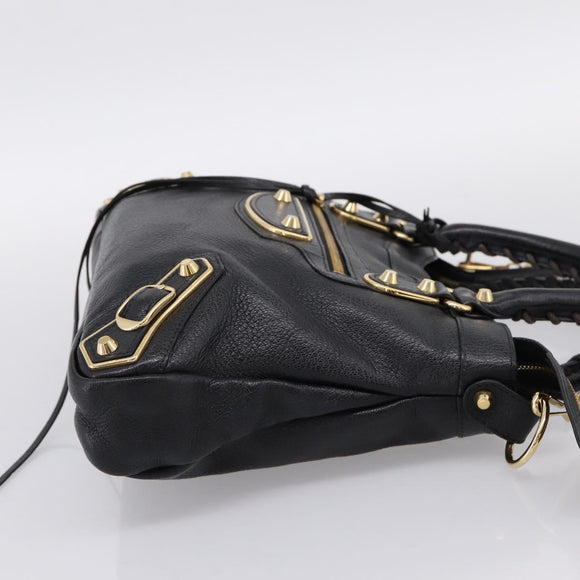 BALENCIAGA Metallic Edge Town Bag Leather 2way Black Gold 390149 Auth yk20715M