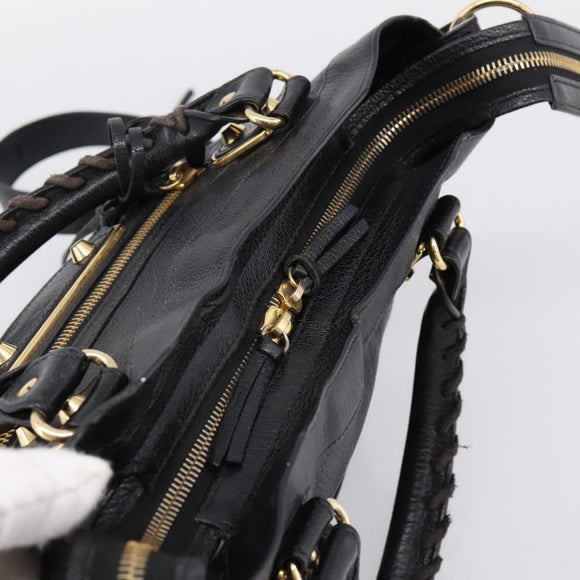 BALENCIAGA Metallic Edge Town Bag Leather 2way Black Gold 390149 Auth yk20715M