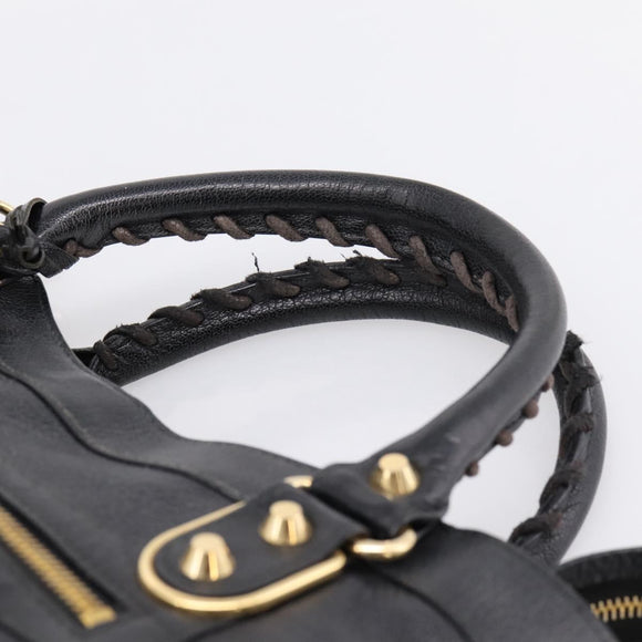 BALENCIAGA Metallic Edge Town Bag Leather 2way Black Gold 390149 Auth yk20715M