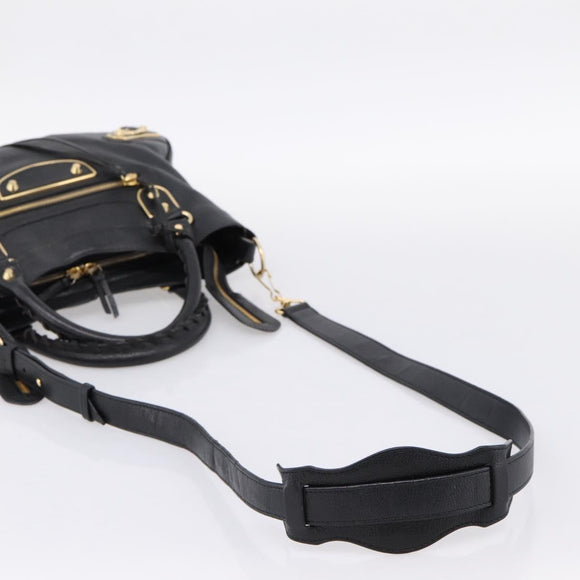 BALENCIAGA Metallic Edge Town Bag Leather 2way Black Gold 390149 Auth yk20715M