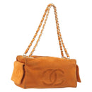 CHANEL COCO Mark Chain Shoulder Bag Suede Orange Gold CC Auth yk20718V-1