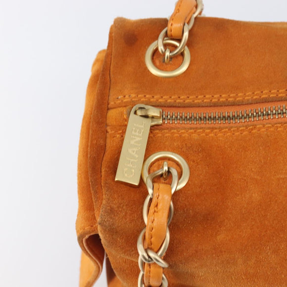 CHANEL COCO Mark Chain Shoulder Bag Suede Orange Gold CC Auth yk20718V
