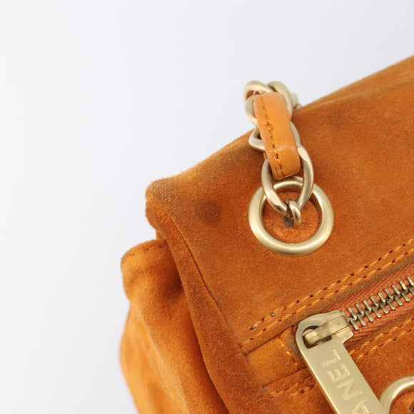 CHANEL COCO Mark Chain Shoulder Bag Suede Orange Gold CC Auth yk20718V