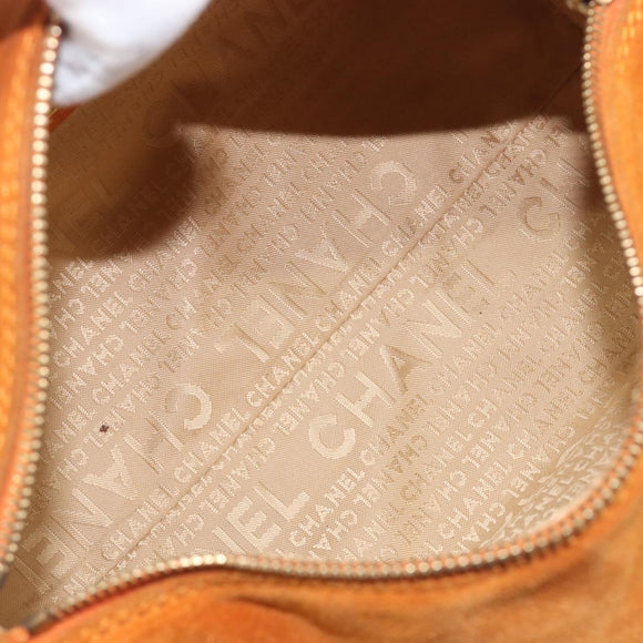 CHANEL COCO Mark Chain Shoulder Bag Suede Orange Gold CC Auth yk20718V