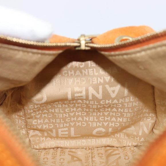 CHANEL COCO Mark Chain Shoulder Bag Suede Orange Gold CC Auth yk20718V