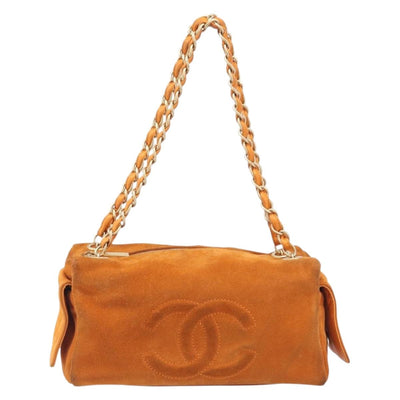 CHANEL COCO Mark Chain Shoulder Bag Suede Orange Gold CC Auth yk20718V - 0