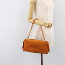 CHANEL COCO Mark Chain Shoulder Bag Suede Orange Gold CC Auth yk20718V-25