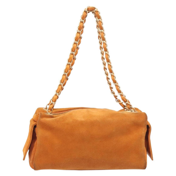 CHANEL COCO Mark Chain Shoulder Bag Suede Orange Gold CC Auth yk20718V