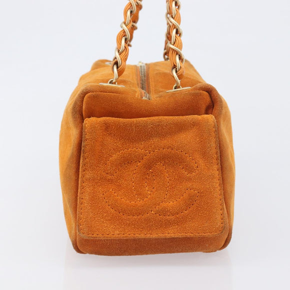 CHANEL COCO Mark Chain Shoulder Bag Suede Orange Gold CC Auth yk20718V