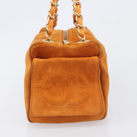CHANEL COCO Mark Chain Shoulder Bag Suede Orange Gold CC Auth yk20718V