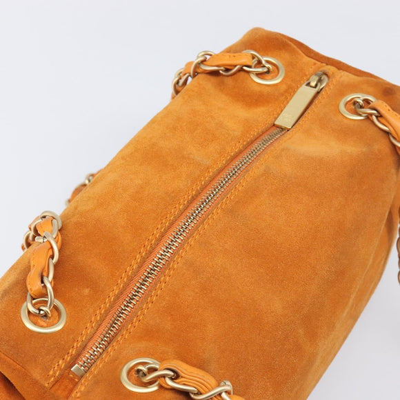 CHANEL COCO Mark Chain Shoulder Bag Suede Orange Gold CC Auth yk20718V
