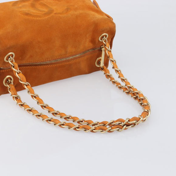 CHANEL COCO Mark Chain Shoulder Bag Suede Orange Gold CC Auth yk20718V