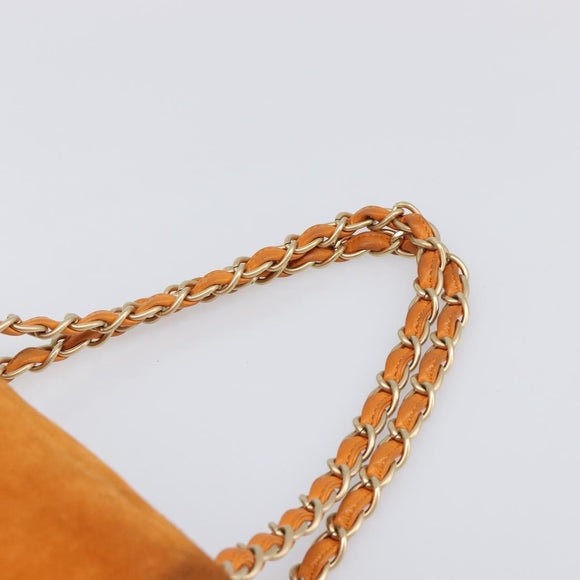 CHANEL COCO Mark Chain Shoulder Bag Suede Orange Gold CC Auth yk20718V