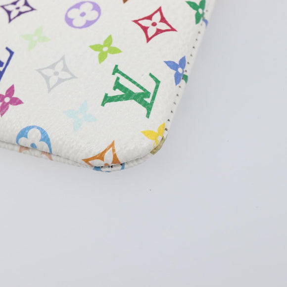LOUIS VUITTON Monogram Multicolor Pochette Cles Purse White M28388 Auth yk20719M
