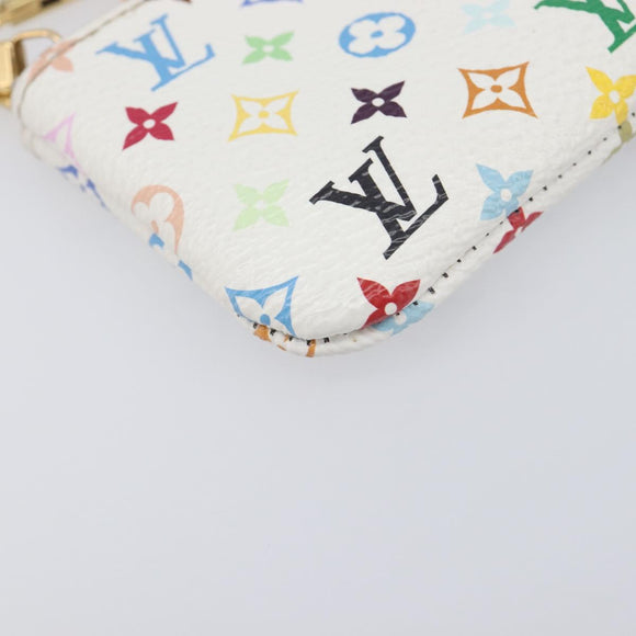 LOUIS VUITTON Monogram Multicolor Pochette Cles Purse White M28388 Auth yk20719M