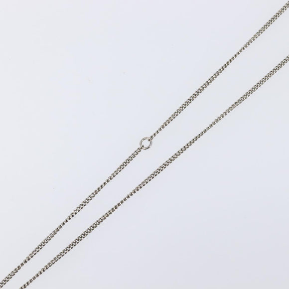 CHANEL COCO Mark Stone Necklace metal Silver CC Auth yk20721M