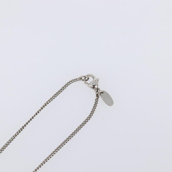 CHANEL COCO Mark Stone Necklace metal Silver CC Auth yk20721M