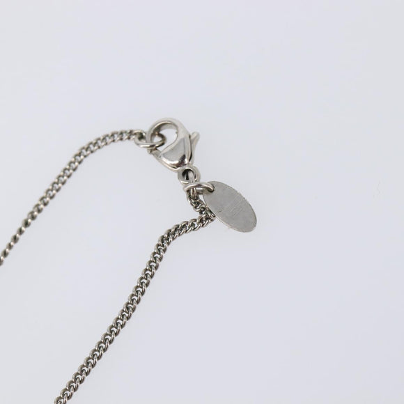 CHANEL COCO Mark Stone Necklace metal Silver CC Auth yk20721M