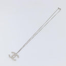 CHANEL COCO Mark Stone Necklace metal Silver CC Auth yk20721M-2