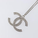 CHANEL COCO Mark Stone Necklace metal Silver CC Auth yk20721M-3
