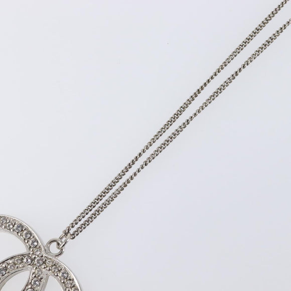 CHANEL COCO Mark Stone Necklace metal Silver CC Auth yk20721M