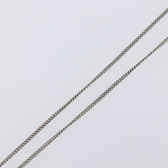 CHANEL COCO Mark Stone Necklace metal Silver CC Auth yk20721M