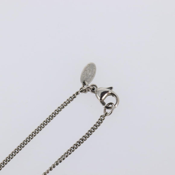 CHANEL COCO Mark Stone Necklace metal Silver CC Auth yk20721M